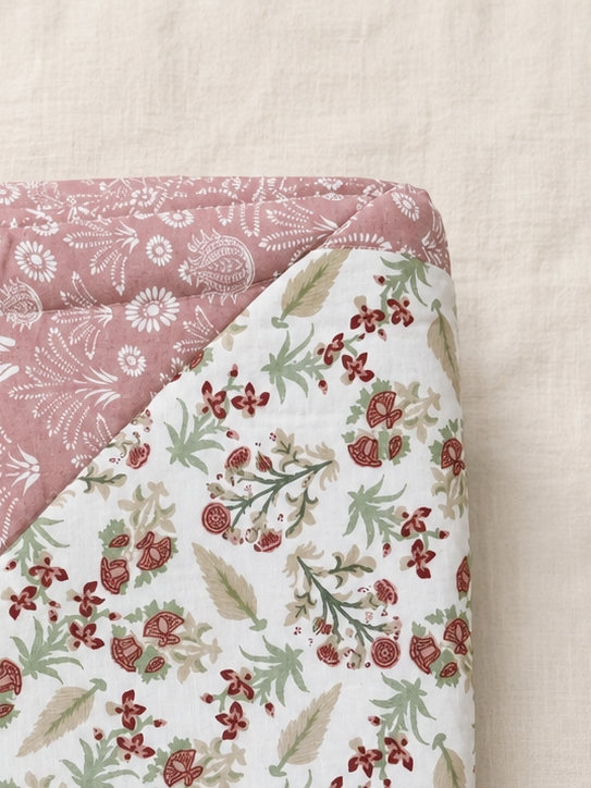 COMFOTA Reversible Double Bed Cotton Dohar with Zipper Bag