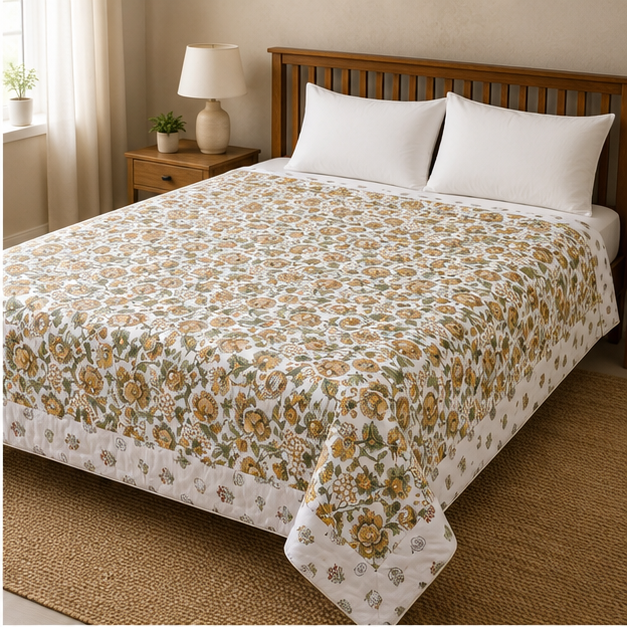 COMFOTA Reversible Double Bed Cotton Dohar with Zipper Bag
