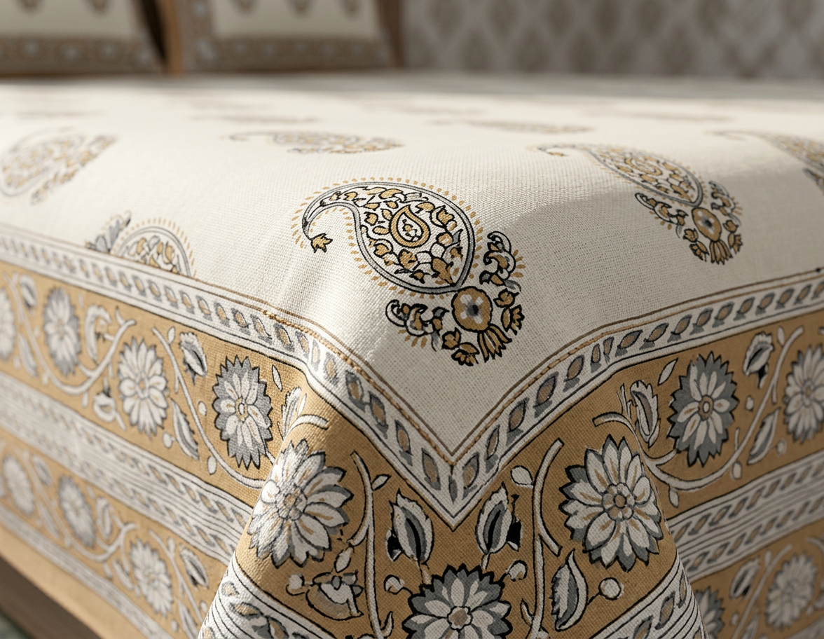 COMFOTA Heritage Paisley Bloom 100% Cotton Bedsheet - fabric
