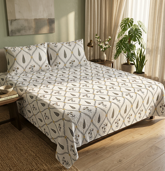 Lite Star Collection: Heritage Lattice Artisan Cotton Bedsheet Set - lifestyle