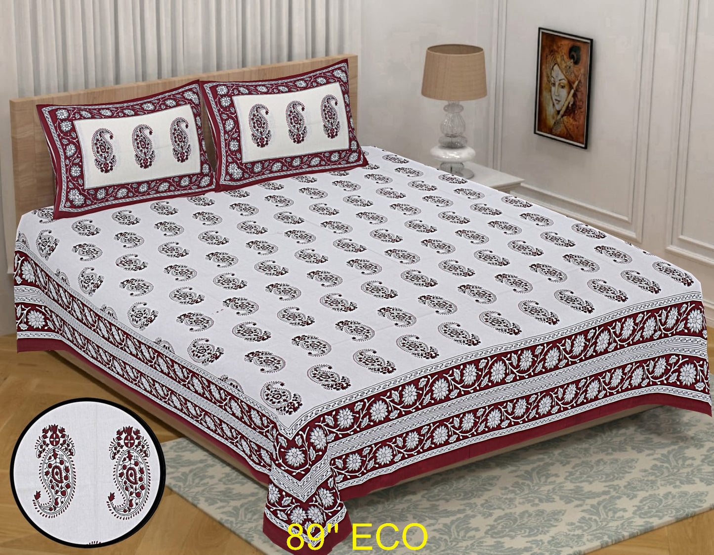 Daily 100% Cotton Double Bedsheet  with Two Pillow Cover