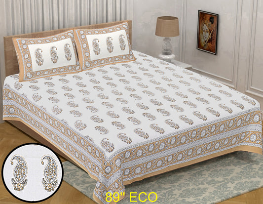 Daily 100% Cotton Double Bedsheet  with Two Pillow Cover