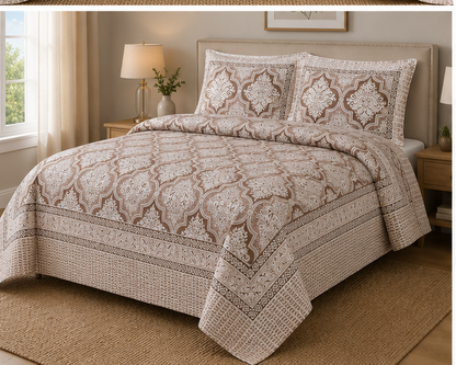 Heritage Pure Cotton King Sized Bedsheet Set With 2 Pillow