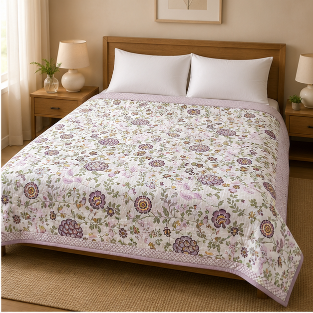 COMFOTA Reversible Double Bed Cotton Dohar with Zipper Bag
