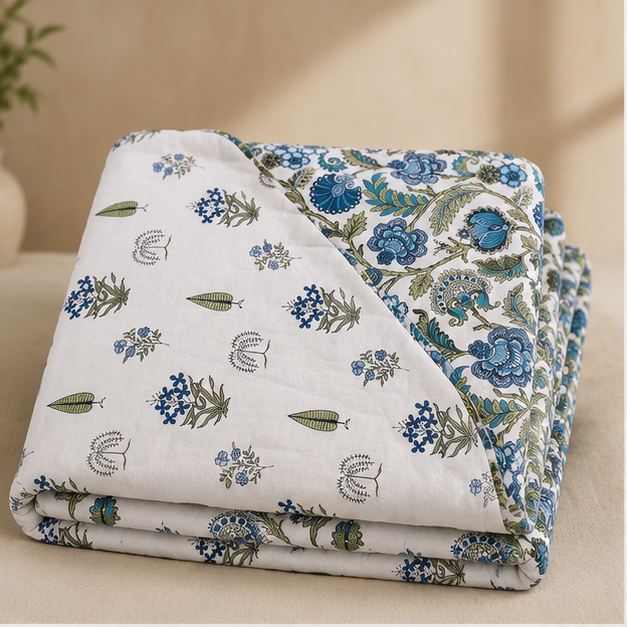 COMFOTA Reversible Double Bed Cotton Dohar with Zipper Bag
