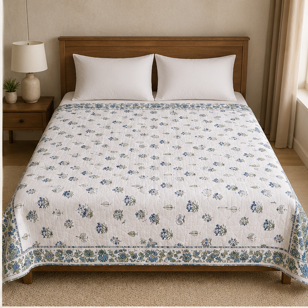 COMFOTA Reversible Double Bed Cotton Dohar with Zipper Bag
