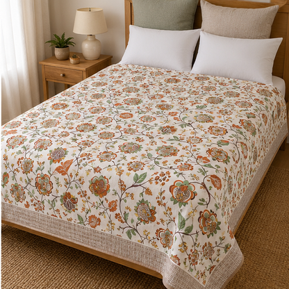 COMFOTA Reversible Double Bed Cotton Dohar with Zipper Bag