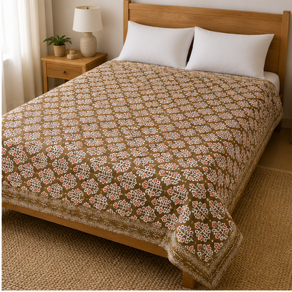 COMFOTA Reversible Double Bed Cotton Dohar with Zipper Bag