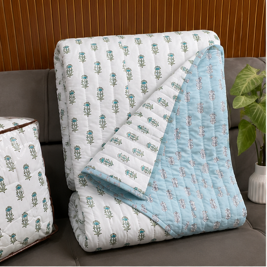 COMFOTA Royal Comfort Reversible Cotton Double Bed Razai/Quilt