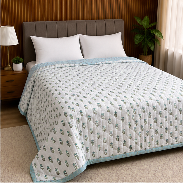COMFOTA Royal Comfort Reversible Cotton Double Bed Razai/Quilt