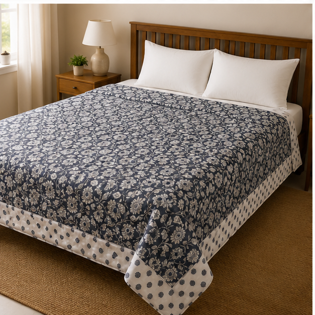 COMFOTA Royal Comfort Reversible Cotton Double Bed Razai/Quilt
