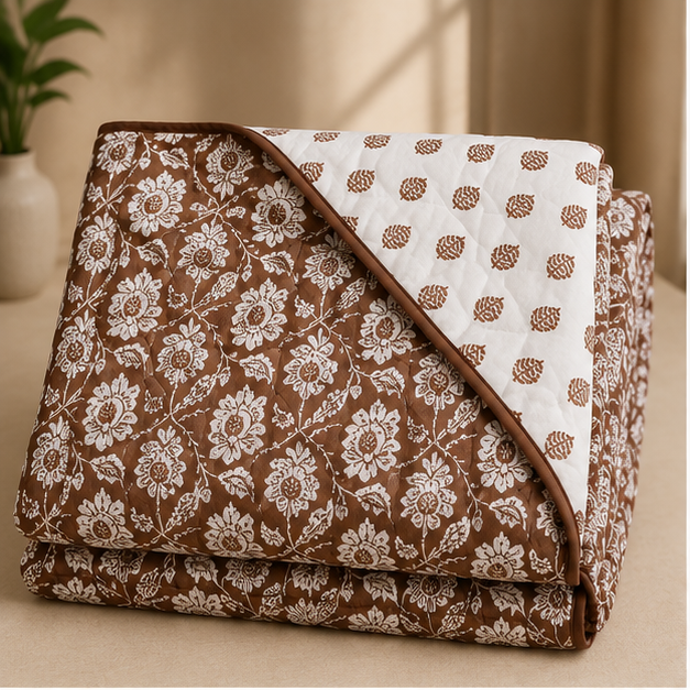 COMFOTA Royal Comfort Reversible Cotton Double Bed Razai/Quilt
