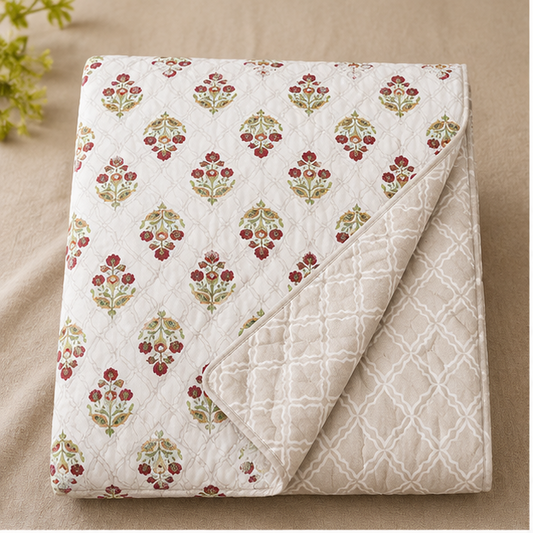 COMFOTA Royal Comfort Reversible Cotton Double Bed Razai/Quilt