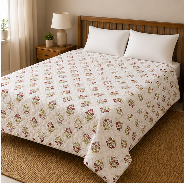 COMFOTA Royal Comfort Reversible Cotton Double Bed Razai/Quilt