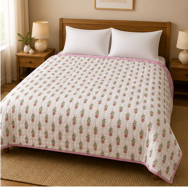 COMFOTA Royal Comfort Reversible Cotton Double Bed Razai/Quilt