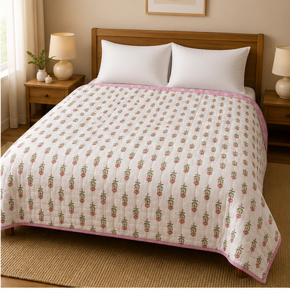 COMFOTA Royal Comfort Reversible Cotton Double Bed Razai/Quilt