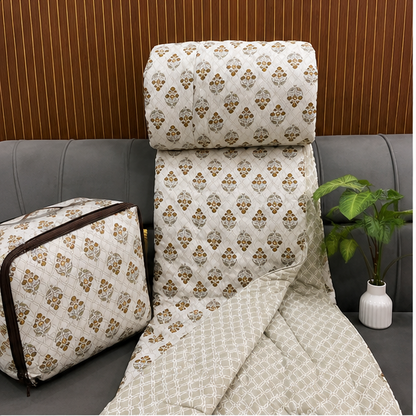 COMFOTA Royal Comfort Reversible Cotton Double Bed Razai/Quilt