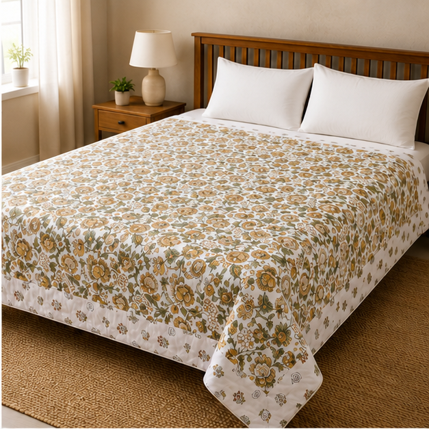COMFOTA Royal Comfort Reversible Cotton Double Bed Razai/Quilt