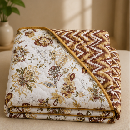 COMFOTA Reversible Double Bed Cotton Dohar with Zipper Bag