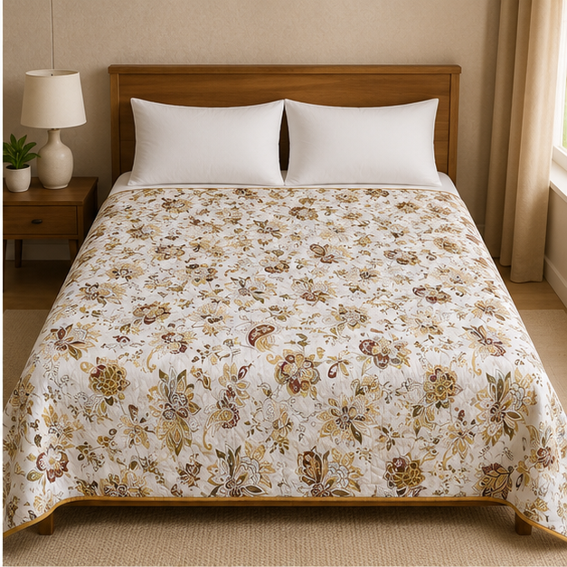 COMFOTA Reversible Double Bed Cotton Dohar with Zipper Bag