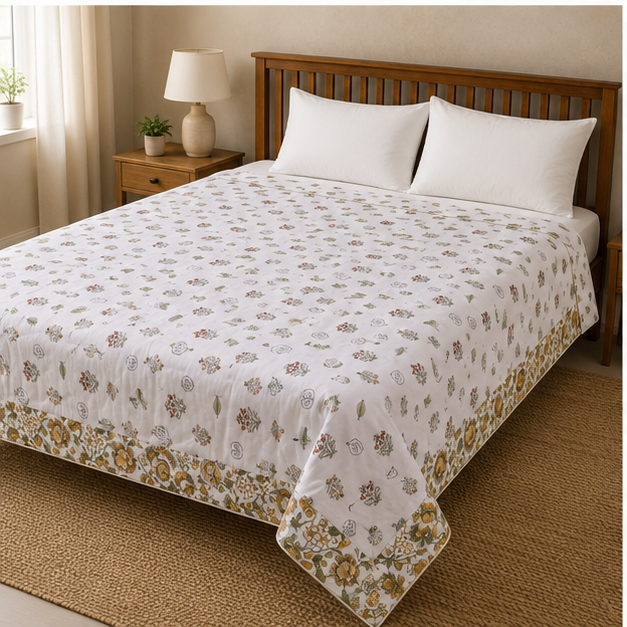 COMFOTA Reversible Double Bed Cotton Dohar with Zipper Bag