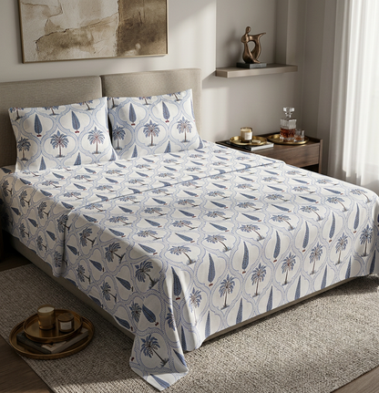 The Palm Grove Oasis Pure Cotton Bedding Ensemble - angle