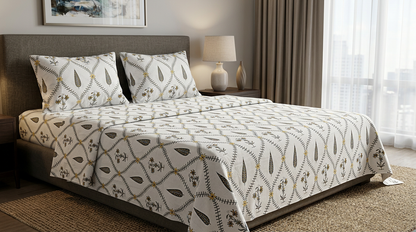 Lite Star Collection: Heritage Lattice Artisan Cotton Bedsheet Set - angle