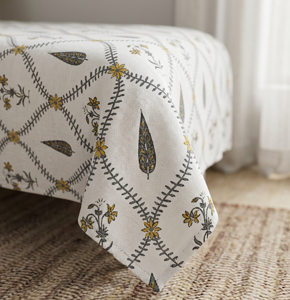 Lite Star Collection: Heritage Lattice Artisan Cotton Bedsheet Set - closeup