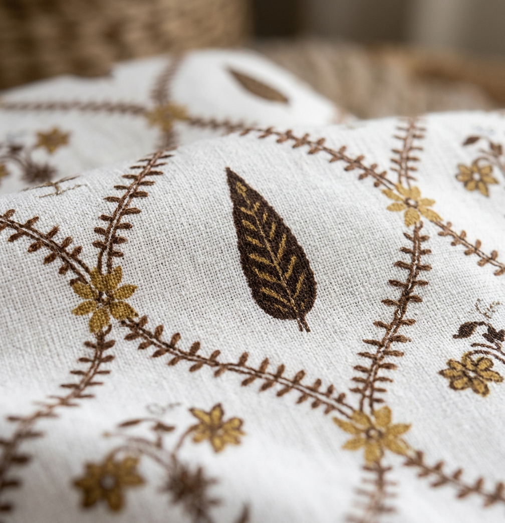 Royal Earth Toned Lattice Print Pure Cotton Bedsheet Set - closeup