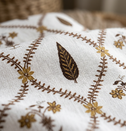 Royal Earth Toned Lattice Print Pure Cotton Bedsheet Set - closeup