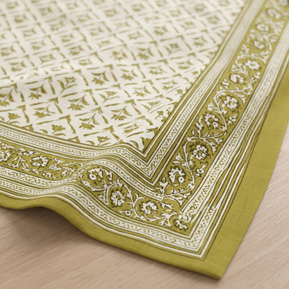 Aura of Saffron Artisanal Floral Cotton Bedding Set - closeup