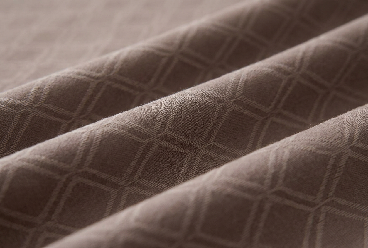 Bespoke Taupe Geometric Embossed Cotton Sateen Bedding Set - closeup