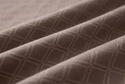 Bespoke Taupe Geometric Embossed Cotton Sateen Bedding Set - closeup