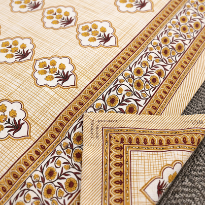 Amber Mughal Heritage Hand-Block Inspired Luxury Cotton Bedset - closeup
