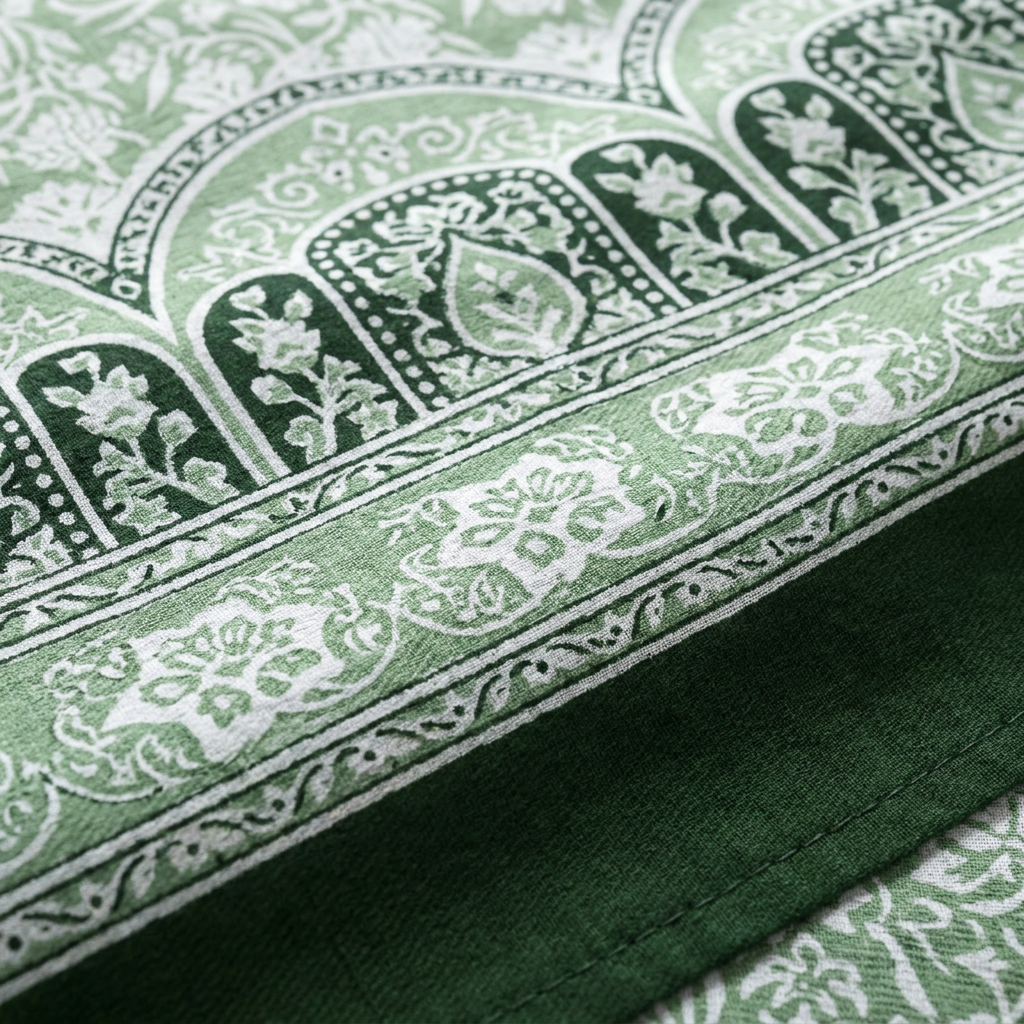 Verdant Arched Mandala Sage Green Cotton Bedsheet Set - Fabric Close-up