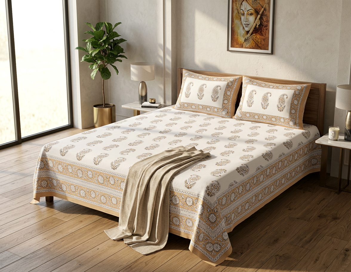 COMFOTA Heritage Paisley Bloom 100% Cotton Bedsheet - lifestyle