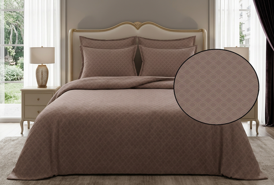 Bespoke Taupe Geometric Embossed Cotton Sateen Bedding Set - hero
