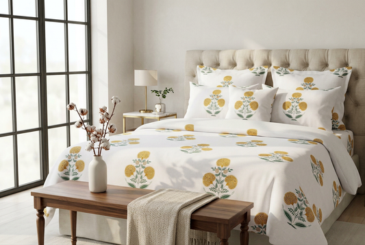 Sun-Kissed Marigold Bloom Pure Long-Staple Cotton Bedding Set - hero