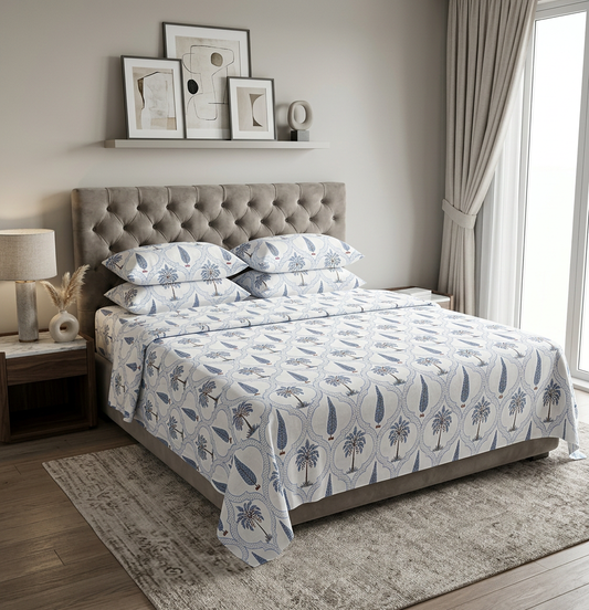 The Palm Grove Oasis Pure Cotton Bedding Ensemble - hero